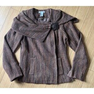 Vintage Newport News Tweed Blazer Jacket w/Cape  Brown Equestrian Old Money Sz 6